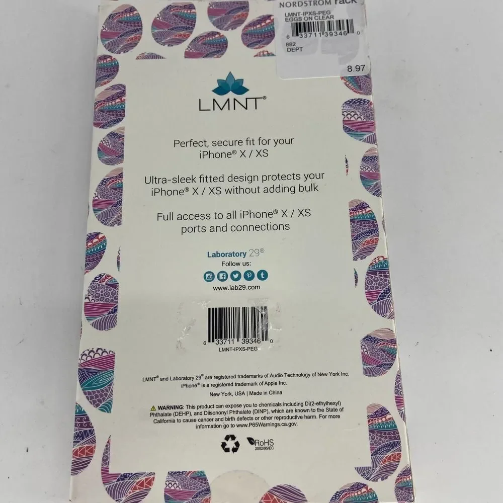 LMNT Geometric abstract printed clear iphone X XS phone case NWT